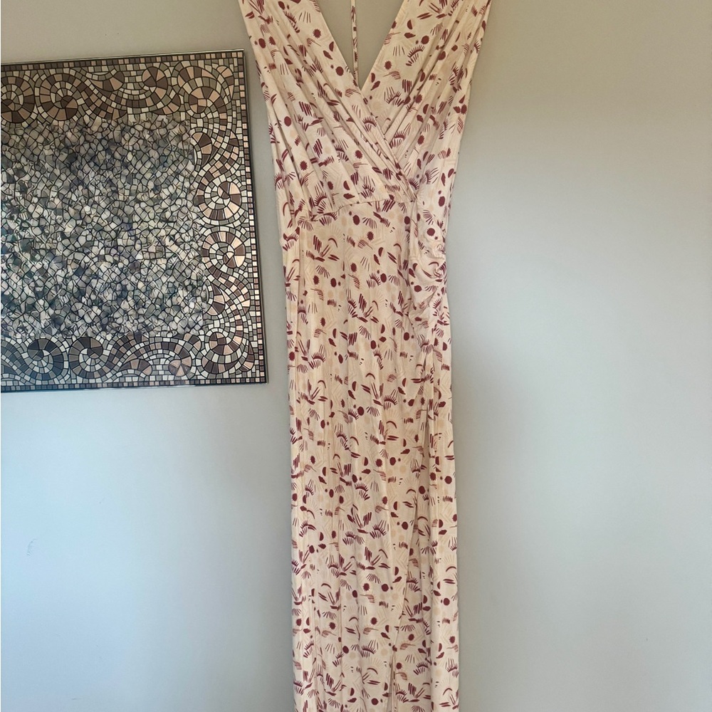 Free People Floral Maxi Dress in Cream and Purple